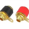 Gniazda głośnikowe typu BANAN skręcane do obudowy pozłacane czarny + czerwony /2szt.