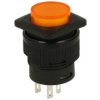 Przełącznik; przyciskowy; R16-504BDY; OFF-(ON); żółty; podświetlenie LED 2V; żółty; do lutowania; 2 pozycje; 1,5A; 250V AC; 16mm