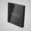 TouchMe Duży panel szklany, łącznik potrójny, czarny TM703B