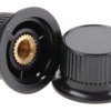 Pokrętło potencjometru oś: 6mm średnica: 28mm Okrągłe Plastik Czarny, szary RS PRO