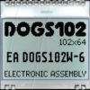 EA DOGS102W-6 LCD graphic module with display RAM, 33.6 x 22.4 mm, black / whi