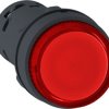 Pushbutton, illuminable, groping, 1 Form A (N/O), waistband round, red, front ring black, mounting Ø 22 mm, XB7NW34G1