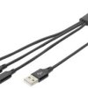 Digitus Kabel do ładowania USB Złącze męskie Lightning, Złącze męskie USB-A, Złącze męskie USB-C®, Złącze męskie USB Mic