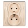 LOGO Gniazdo podwójne z uziemieniem (przesłony torów prądowych) beżowy 1LGP-2zp KARLIK