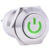 Przycisk wandaloodporny PBW-12BPW POWER, monostabilny 2A 250V klawisz płaski podśw zielone