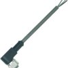 Sensor actuator cable, M8-cable socket, angled to open end, 3 pole, 5 m, PUR, gray, 4 A, 21025547303