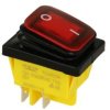 MKH1023R Przełącznik kołyskowy, czerwony dwubiegunowy 230V OFF-ON [SPDT] otwór montażowy: 22x30mm, hermetyczny