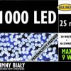 Lampki choinkowe zewnętrzne 1000 LED lampki z zasilaczem biały 25m dł. + 3m przyłącza 230V/31V 9W IP44 13-984
