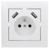 Sentia Gniazdo pojedyncze z/u 16A z USB 2x2,1A 5VDC z przesłonami i ramką białe GPT 2P+Z 2xUSB 1488-00