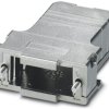 D-Sub connector housing, size: 2 (DA), angled 45°, cable Ø 3.5 to 8.6 mm, ABS, metallisiert, silver, 1419718