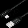 CU0137 Sync and charging cable, USB-A -> C, 0.3 m, angled, cotton, blac