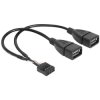 Delock 83292 USB 2.0 Cable Pinheader 8-pin to 2x USB-A Female 0.20m Black
