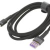 Kabel USB C wtyk z obu stron 1m czarny tekstylny CATKLF-PG1