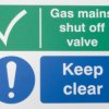 Znak, Polipropylenowe, Niebieski/zielony/biały, Gas Mains Shut Off Valve, Keep Clear-Tekst Angielski, Tak Znak