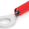 Insulated ring cable lug, 0.5-0.6 mm², AWG 20, 6.35 mm, M6, red, 2-320571-4