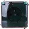 Simon Basic Gniazdo bryzgoszczelne z/u IP44 z przesłoną torów i klapką dymną zielone BMGZ1Bz.01/33a