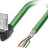 Patch cable, RJ45 plug, angled to open end, Cat 5, SF/TQ, PVC, 0.3 m, green, 1113318