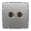 KOS66 Gniazdo antenowe podwójne TV aluminium 664056