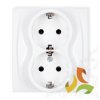 LOGO Gniazdo podwójne z uziemieniem schuko (przesłony torów prądowych) biały LGP-2sp KARLIK