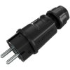 Heavy-duty Schuko-style plug, 2 poles + PE, black,230V, 16A, VDE, IP54