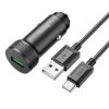 Ładowarka samochodowa USB QC3.0 18W + kabel USB-C Czarny