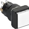 Pushbutton, illuminable, groping, 2 Form C (NO/NC), waistband square, white, front ring black, mounting Ø 16 mm, XB6ECW1B2P