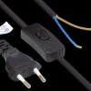 P0386-S015 Euro plug type C to open ends, with switch, black, 0.75 mm², 1.5