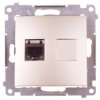 Simon 54 Gniazdo komputerowe pojedyncze RJ45 kat.6 ekranowane z przesłoną złoty mat D61E.01/44