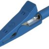 Miniature alligator clip, blue, max. 4 mm, L 41.5 mm, CAT O, socket 2 mm, 930317802