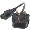 Power cord, UK, plug type G, angled on C13 socket, straight, H05VV-F3G0.75 mm², black, 2 m, EK500.2