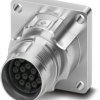 Surface mount socket, M17, 17 pole, crimp connection, standard/ONECLICK quick locking system, straight, 1628925