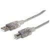 Manhattan 340458 USB-A to USB-B Cable, 3m, Male to Male, Translucent Silver, 48