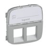 VALENA ALLURE Plakietka aluminium gniazda podwójne 2xRJ45 kategorii 6 UTP 755487 LEGRAND
