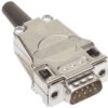 D-Sub connector housing, size: 1 (DE), straight 180°, cable Ø 3 to 9.5 mm, metal, silver, 09670090322280