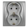 LOGO Gniazdo podwójne z/u SCHUKO srebrny metalik 7LGP-2sp