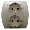 GAZELA Gniazdo podwójne z uziemieniem schuko satyna GP-2JS/16/16 OSPEL