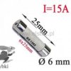 Bezpiecznik ceramiczny 15A 250V 6x25mm; szybki.