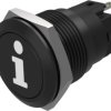 Vandal-proof pushbutton, black, unlit , mounting Ø 19 mm, IP65/IP67, 82-5951.1000.B004
