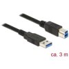 Delock 85069 USB 3.2 Gen 1 Cable Type-A to Type-B 3m Black Gold-plated