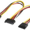 Kabel zasilający typu Y/adapter zasilający do komputera, SATA 1 x wtyk na 2 x gniazdo - Długość kabla 0.2 m