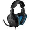 Logitech 981-000770 G432 Headset Black Blue 7.1 Surround Volume Mic Mute