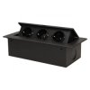 Gniazdo meblowe wpuszczane w blat z płaskim frezowanym rantem, 3x2P+Z (Schuko), czarne,OR-AE-1336/B(GS)