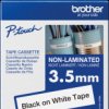 TZE-N201 non-laminated writing tape, black on white, 3,5 mm
