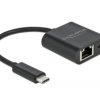 Delock USB 2.0 adapter [1x złącze męskie USB-C - 1x złącze żeńskie RJ45, złącze żeńskie USB-C] 66644 11.5 cm