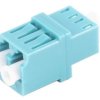 Fiber optic connector, LC socket to LC socket, OM3, multimode, ceramic, turquoise, BS07-60022