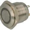 Przełącznik; przyciskowy; GQ16F-10E/JR/12V/S; OFF-(ON); 1 tor; podświetlenie LED 12V; czerwony; ring; monostabilny; na panel; 2A