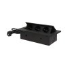 Gniazdo meblowe wpuszczane w blat z grubym rantem 3x2P+Z. przewód 1.5m 3x1.5mm2. czarne OR-AE-1338/B