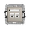 MINI Mechanizm gniazda komputerowego podwójnego 2xRJ45, kat. 6A, 8-stykowy taupe 60MGK-8 KARLIK