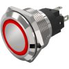 Vandal-proof pushbutton switch, silver, illuminated (red/green), 3 A/240 V, 22 mm, IP65/IP67, 82-10-002219