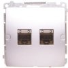 Simon Basic Gniazdo komputerowe RJ45, kategoria 6, podwójne ekranowane z przesłoną srebrny mat BM62E.01/43